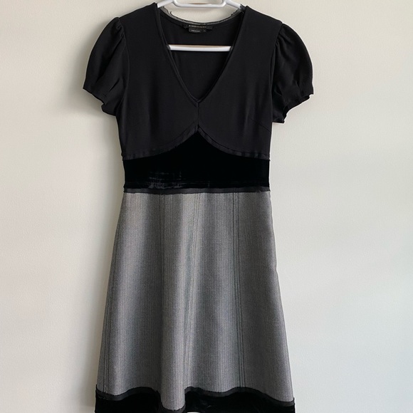 BCBG MAXAZRIA Black Velvet Colour Block Dress - Picture 2 of 5